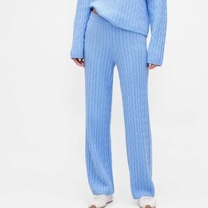 gap CashSoft Cable-Knit Sweater Pants in wind blue Medium Petite